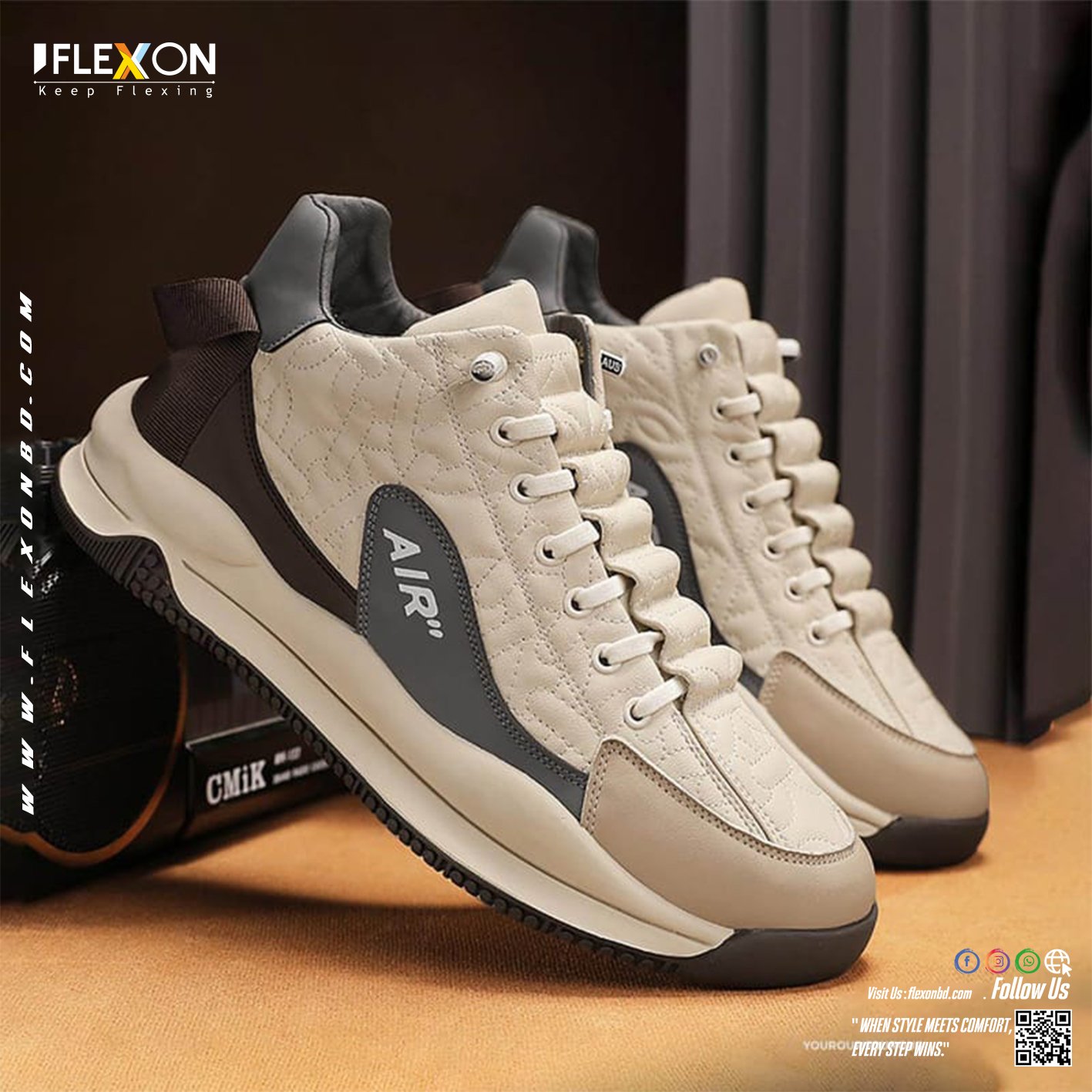 Trendy & Comfortable Sneakers | Beige | Code - FX 3 - Image 3