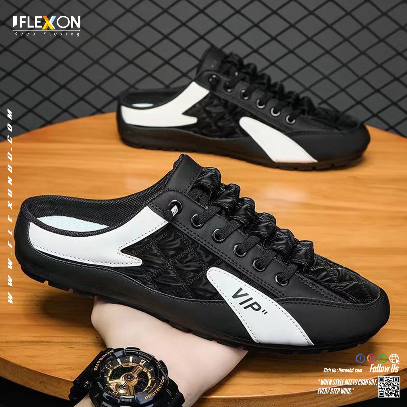 Premium Half Sneakers | Black | Code - FX 7